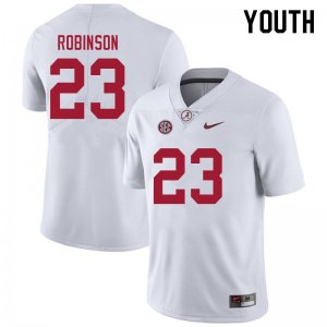 NCAA Youth Alabama Crimson Tide #23 Jahquez Robinson Stitched College 2021 Nike Authentic White Football Jersey IX17X10VX